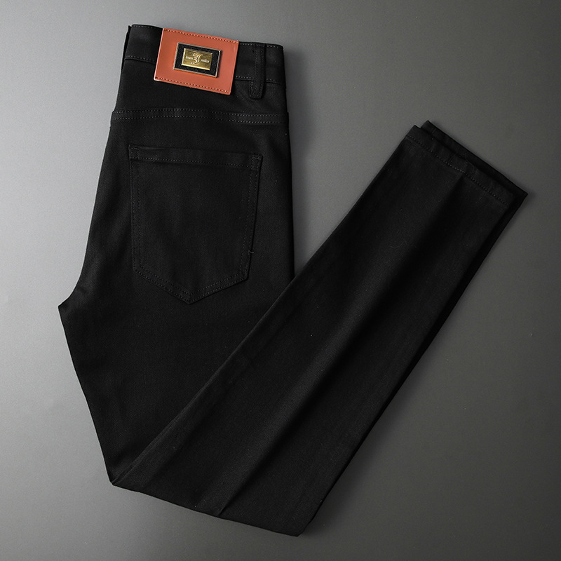 Blugi albi noi pentru bărbați, de lux, la modă, mici, drepte, negri, crop, elastici, din denim, pentru primăvară și vară europeană