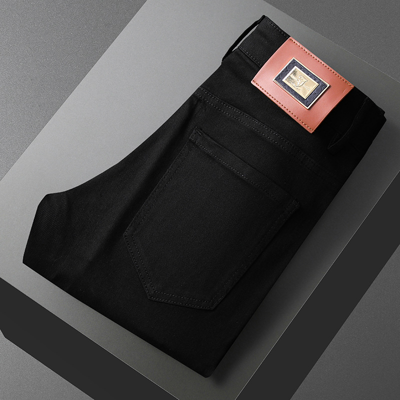 Blugi albi noi pentru bărbați, de lux, la modă, mici, drepte, negri, crop, elastici, din denim, pentru primăvară și vară europeană