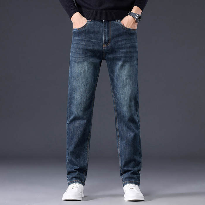 Blugi bărbați 2025, toamnă, slim, cu picior drept, pantaloni bărbați, la modă, brand, blugi elastici, Guangzhou Xintang, casual