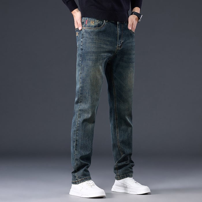 Blugi bărbați 2025, toamnă, slim, cu picior drept, pantaloni bărbați, la modă, brand, blugi elastici, Guangzhou Xintang, casual