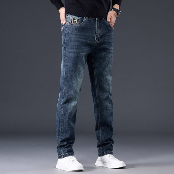 Blugi bărbați 2025, toamnă, slim, cu picior drept, pantaloni bărbați, la modă, brand, blugi elastici, Guangzhou Xintang, casual