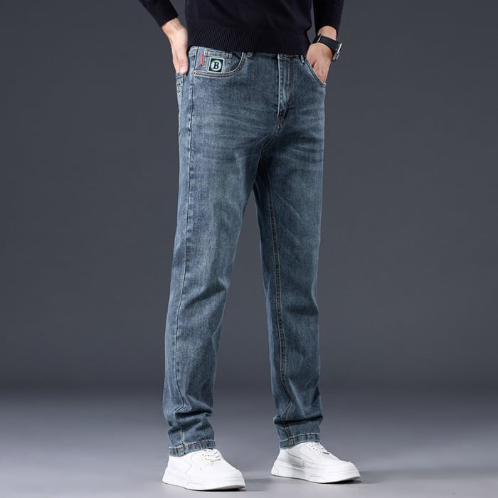 Blugi bărbați 2025, toamnă, slim, cu picior drept, pantaloni bărbați, la modă, brand, blugi elastici, Guangzhou Xintang, casual