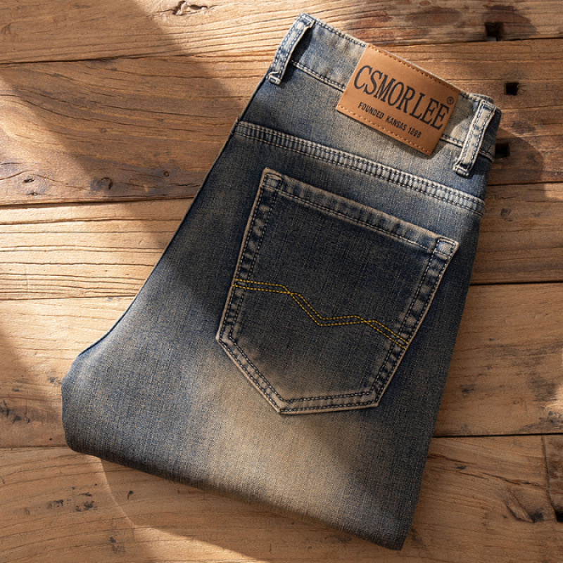 Külkereskedelmi polár bélésű vastag farmer férfi téli meleg amerikai retró kopott divatos férfi nadrág őszi-téli vastag