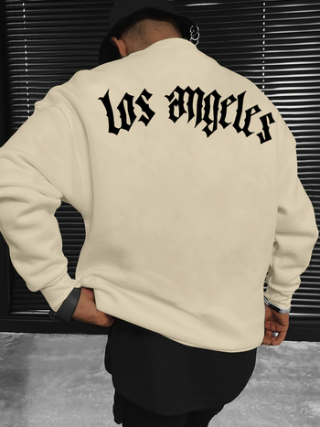 Pulover cu guler rotund și mânecă lungă pentru bărbați, cu imprimeu de litere din Los Angeles, en-gros din fabrică, pulover la modă,