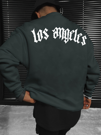 Pulover cu guler rotund și mânecă lungă pentru bărbați, cu imprimeu de litere din Los Angeles, en-gros din fabrică, pulover la modă,