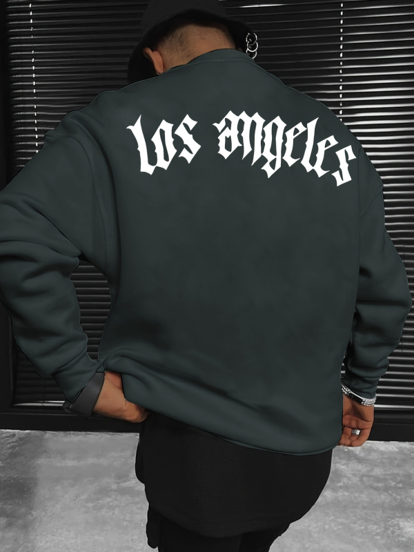 Pulover cu guler rotund și mânecă lungă pentru bărbați, cu imprimeu de litere din Los Angeles, en-gros din fabrică, pulover la modă,