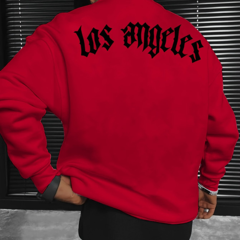 Pulover cu guler rotund și mânecă lungă pentru bărbați, cu imprimeu de litere din Los Angeles, en-gros din fabrică, pulover la modă,