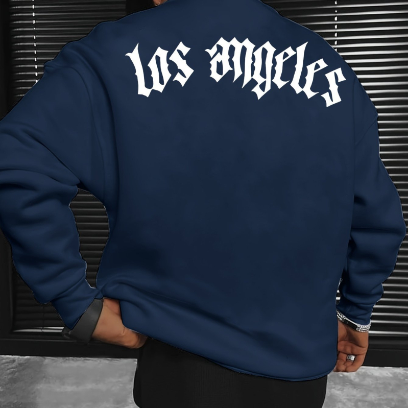 Pulover cu guler rotund și mânecă lungă pentru bărbați, cu imprimeu de litere din Los Angeles, en-gros din fabrică, pulover la modă,