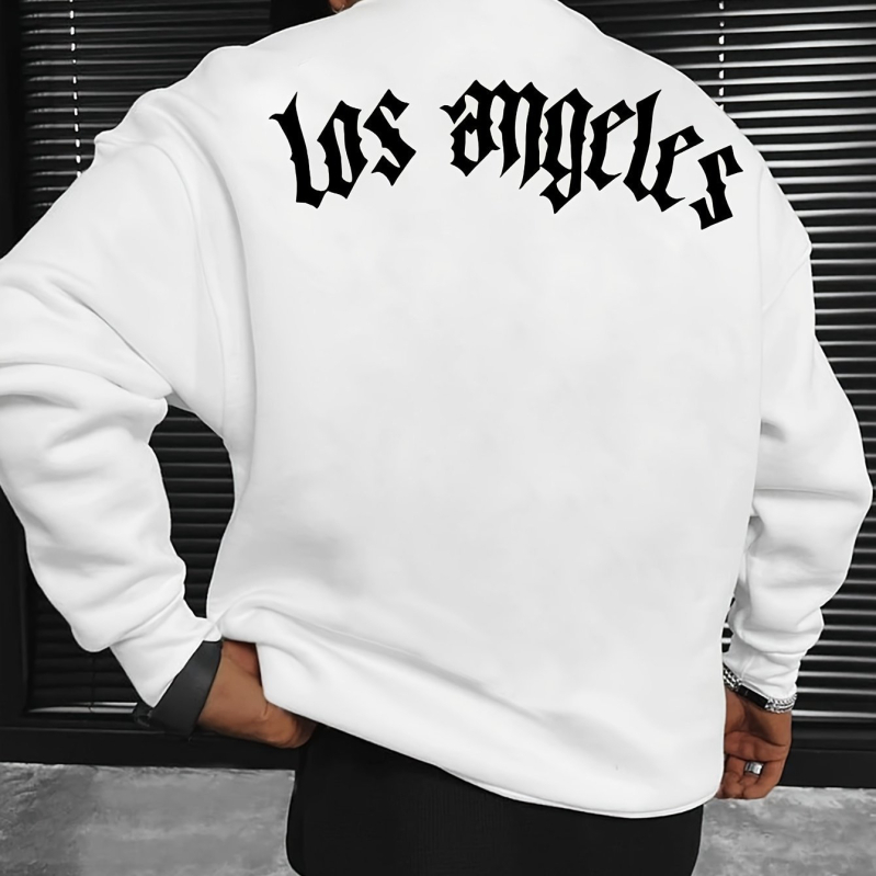 Pulover cu guler rotund și mânecă lungă pentru bărbați, cu imprimeu de litere din Los Angeles, en-gros din fabrică, pulover la modă,