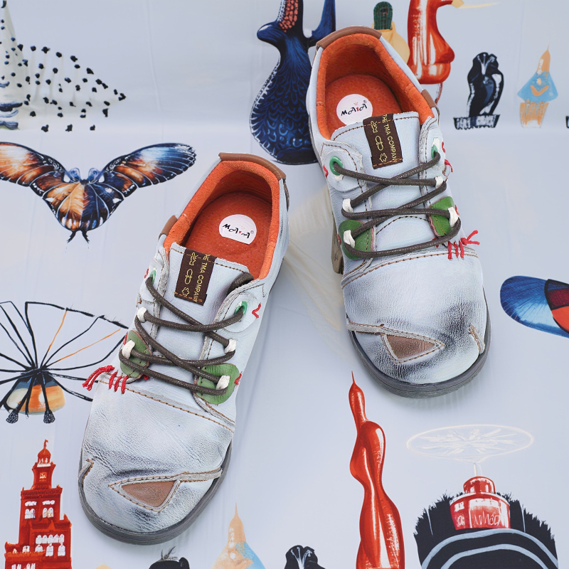 Tma Eyes tavaszi-őszi női divatos, minden mérkőzésre alkalmas alkalmi cipő, kerek orrú, lapos talpú, púderes cipőfényesítő