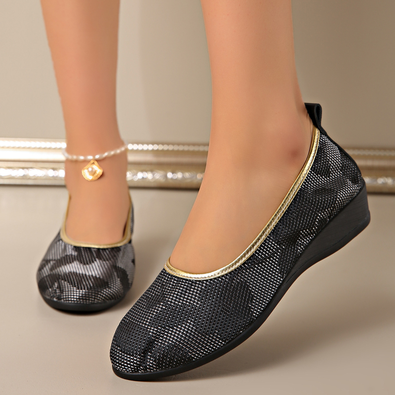 2025 Export Stil nou Bow Shallow Mouth Flats Pantofi de damă de mărime mare Casual Cut Out Mesh Lazy Work Shoes