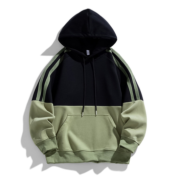 Трансгранична търговия на едро с японски свободен суитчър с качулка, есенен мъжки контрастен суитчър с дълъг ръкав и качулка