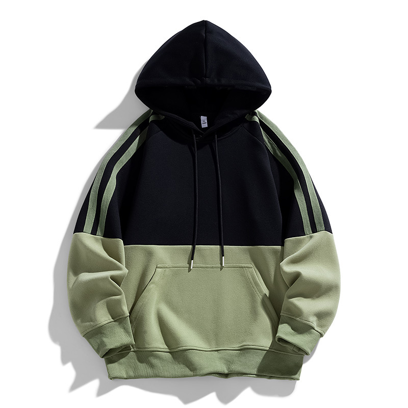 Határokon átnyúló nagykereskedelmi japán bő kapucnis felső őszi férfi kontrasztos hosszú ujjú kapucnis pulóver