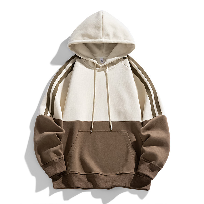 Határokon átnyúló nagykereskedelmi japán bő kapucnis felső őszi férfi kontrasztos hosszú ujjú kapucnis pulóver