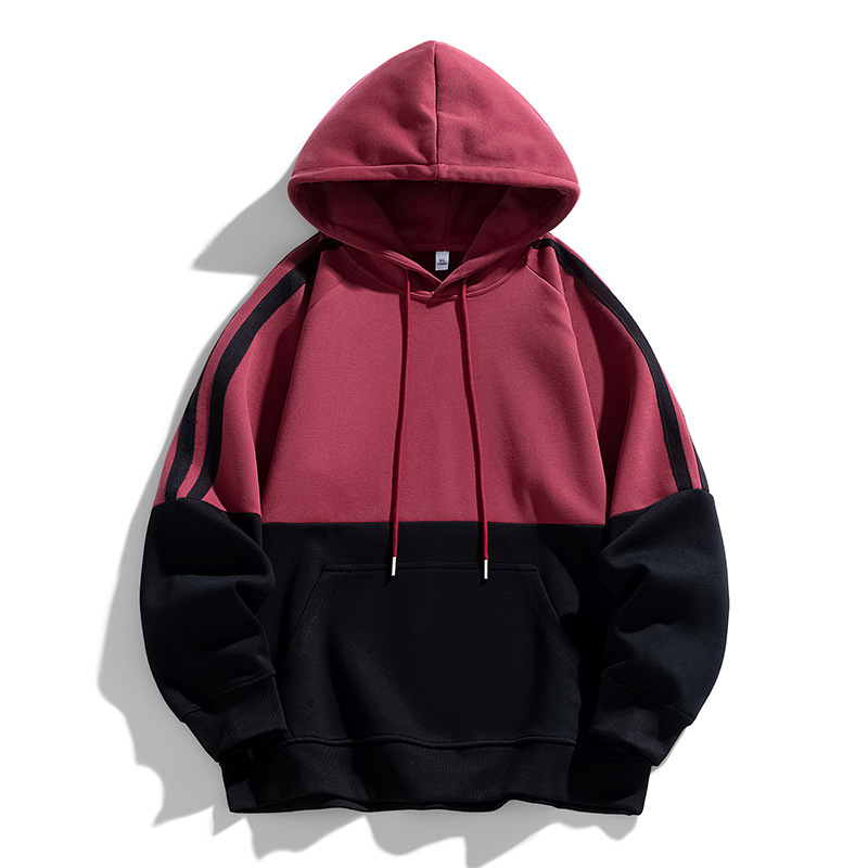 Határokon átnyúló nagykereskedelmi japán bő kapucnis felső őszi férfi kontrasztos hosszú ujjú kapucnis pulóver
