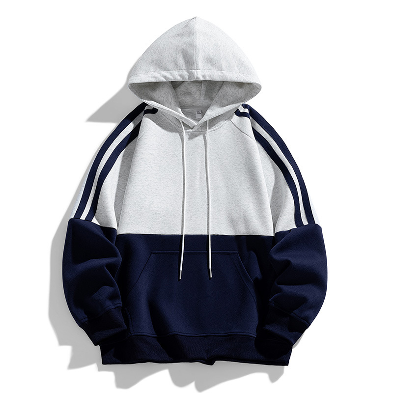 Határokon átnyúló nagykereskedelmi japán bő kapucnis felső őszi férfi kontrasztos hosszú ujjú kapucnis pulóver
