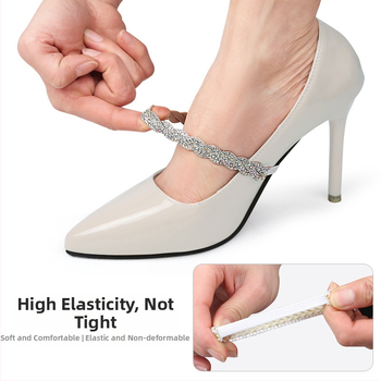 Kõrge kontsaga kingad kukkumisvastaste paeltega, kummipaeltega, puurikaunistusega, kukkumisvastaste kontsadega, kinnituseta pandlaga, fikseeritud paeltega