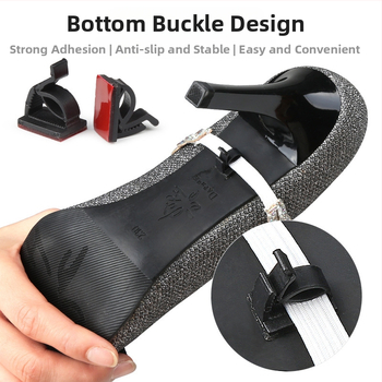 Kõrge kontsaga kingad kukkumisvastaste paeltega, kummipaeltega, puurikaunistusega, kukkumisvastaste kontsadega, kinnituseta pandlaga, fikseeritud paeltega