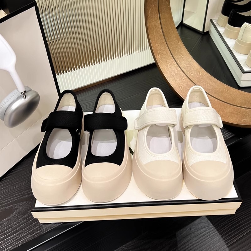 Kiváló minőségű vászoncipő, francia Mary Jane retró, vastag talpú, sokoldalú, valódi bőr, fehér női cipők, nyári tépőzáras