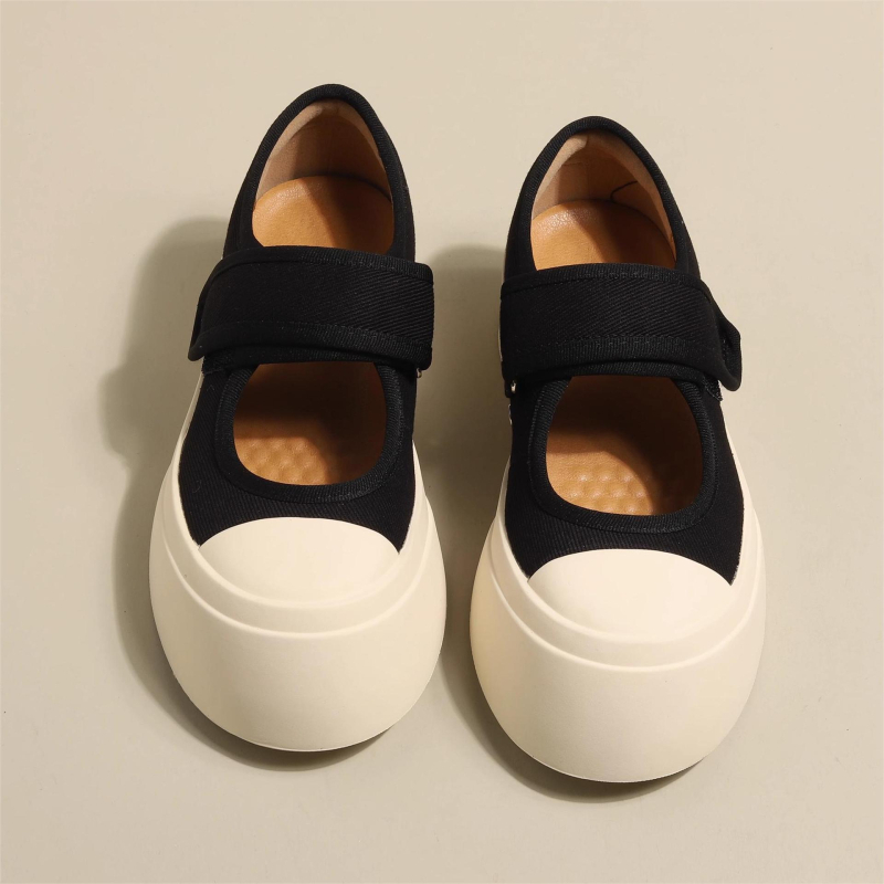 Kiváló minőségű vászoncipő, francia Mary Jane retró, vastag talpú, sokoldalú, valódi bőr, fehér női cipők, nyári tépőzáras