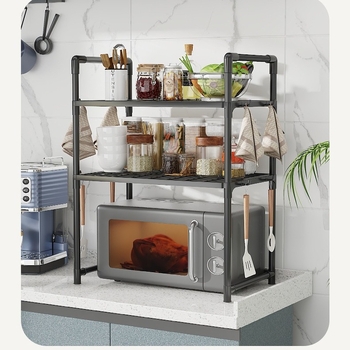 Двуслойна кухня с парапет, кука за подправки, стойка за микровълнова фурна, разширена, удебелена стойка за съхранение на машина за хляб