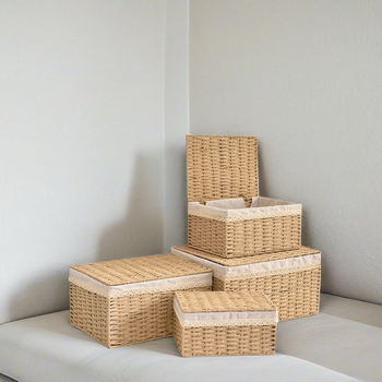 Καλάθι αποθήκευσης για διάφορα είδη γραφείου Καλάθι καλλυντικών Υφασμάτινο καλάθι Κουτί αποθήκευσης ρούχων Καλάθι αποθήκευσης τραπεζάκι σαλονιού Χαρτί rattan Δωρεάν αποστολή