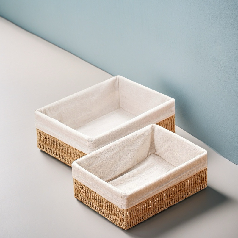 Coș de depozitare diverse pentru birou, coș cosmetic, coș țesut, cutie de depozitare pentru haine, coș de depozitare pentru masă de cafea, hârtie ratan, livrare gratuită