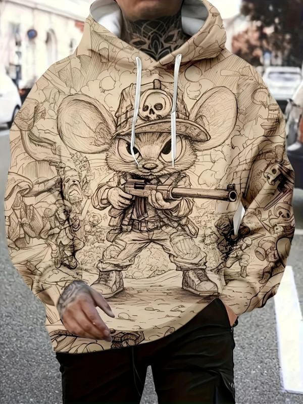 Divatos kapucnis pulóver, kreatív szamurájmintás, hétköznapi, normál kiadás, hosszú ujjú, állatmintás páros ruházat