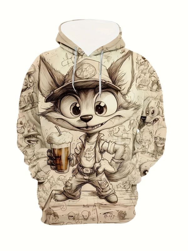 Divatos kapucnis pulóver, kreatív szamurájmintás, hétköznapi, normál kiadás, hosszú ujjú, állatmintás páros ruházat