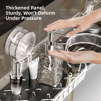 „Groove“ maišytuvo siurbimo puodelio laikymo lentynėlė vonios kambariui, vonios kambario laikymo dėžė be perforatoriaus, siurbimo puodelis vonios kriauklei