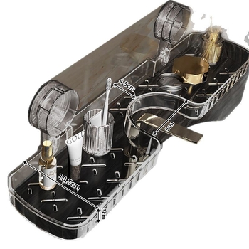 „Groove“ maišytuvo siurbimo puodelio laikymo lentynėlė vonios kambariui, vonios kambario laikymo dėžė be perforatoriaus, siurbimo puodelis vonios kriauklei