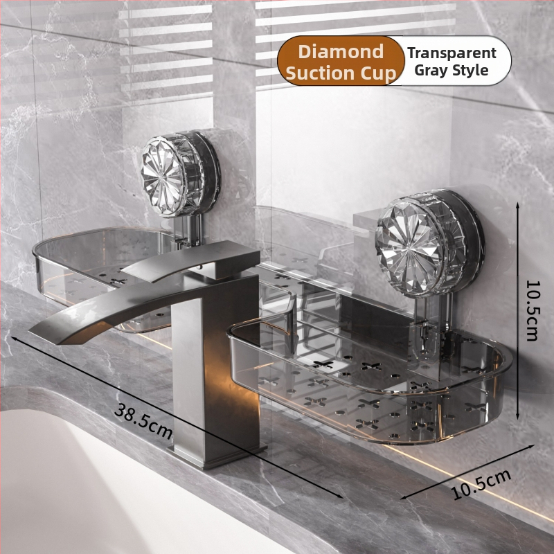 „Groove“ maišytuvo siurbimo puodelio laikymo lentynėlė vonios kambariui, vonios kambario laikymo dėžė be perforatoriaus, siurbimo puodelis vonios kriauklei