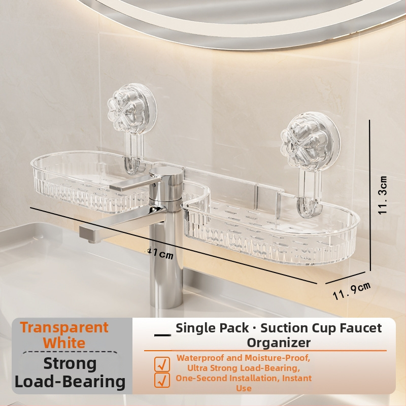 „Groove“ maišytuvo siurbimo puodelio laikymo lentynėlė vonios kambariui, vonios kambario laikymo dėžė be perforatoriaus, siurbimo puodelis vonios kriauklei