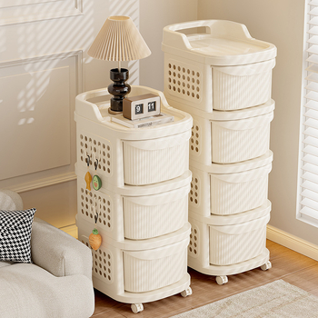 Telepítésmentes kocsi Többrétegű fiókos tárolóállvány Snack tárolóállvány Bébitermékek mozgatható tárolóállvány