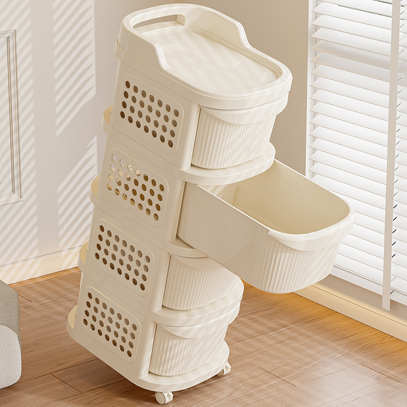 Telepítésmentes kocsi Többrétegű fiókos tárolóállvány Snack tárolóállvány Bébitermékek mozgatható tárolóállvány