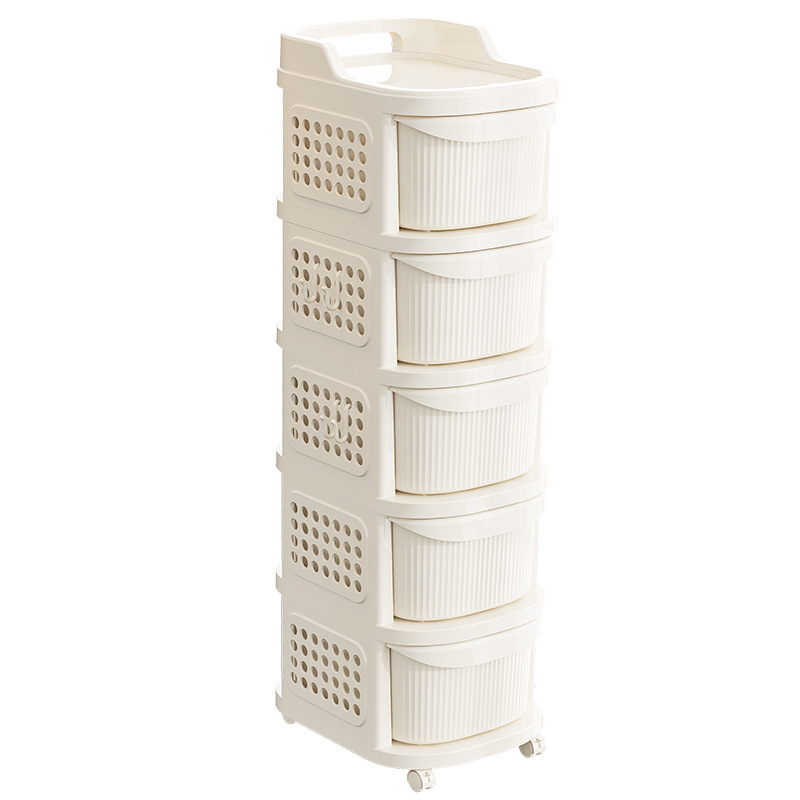 Telepítésmentes kocsi Többrétegű fiókos tárolóállvány Snack tárolóállvány Bébitermékek mozgatható tárolóállvány