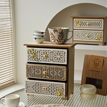 Puidust majapidamisretro nikerdatud väljalõikega lauaarvuti hoiukapp sahtlitüüpi mitmekihiline hoiustamine tolmukindel täispuidust hoiukapp