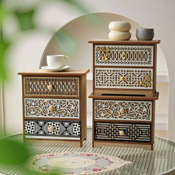 Puidust majapidamisretro nikerdatud väljalõikega lauaarvuti hoiukapp sahtlitüüpi mitmekihiline hoiustamine tolmukindel täispuidust hoiukapp