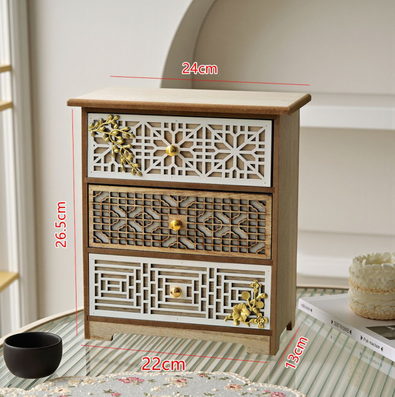 Puidust majapidamisretro nikerdatud väljalõikega lauaarvuti hoiukapp sahtlitüüpi mitmekihiline hoiustamine tolmukindel täispuidust hoiukapp