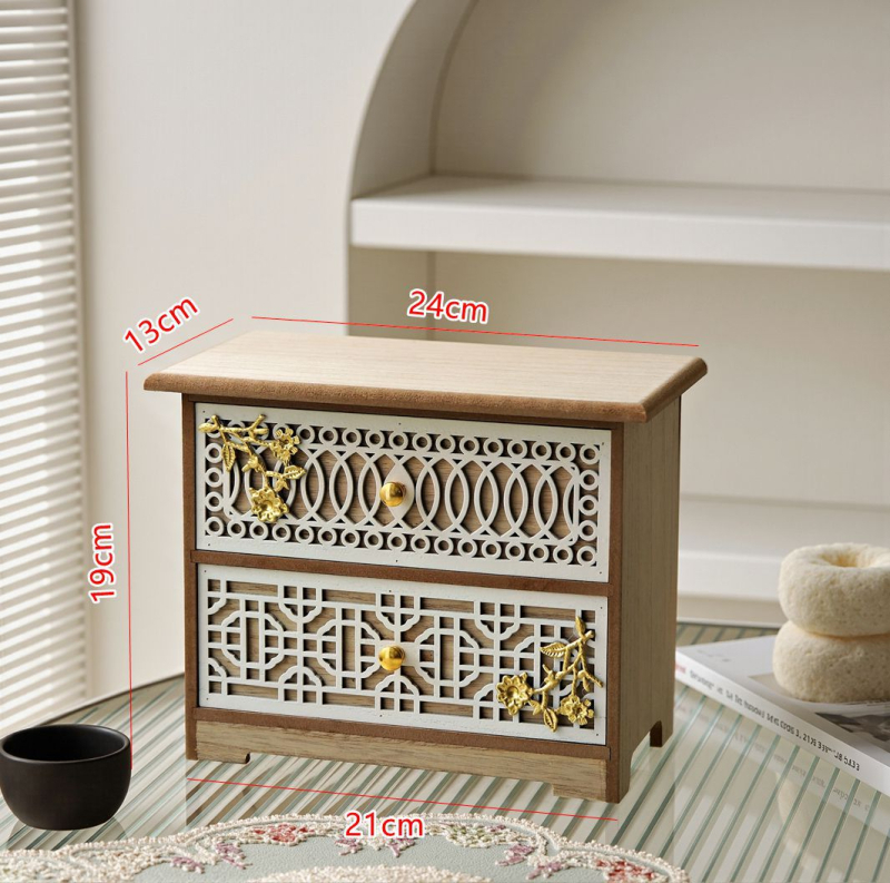 Puidust majapidamisretro nikerdatud väljalõikega lauaarvuti hoiukapp sahtlitüüpi mitmekihiline hoiustamine tolmukindel täispuidust hoiukapp