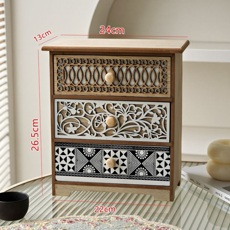 Puidust majapidamisretro nikerdatud väljalõikega lauaarvuti hoiukapp sahtlitüüpi mitmekihiline hoiustamine tolmukindel täispuidust hoiukapp