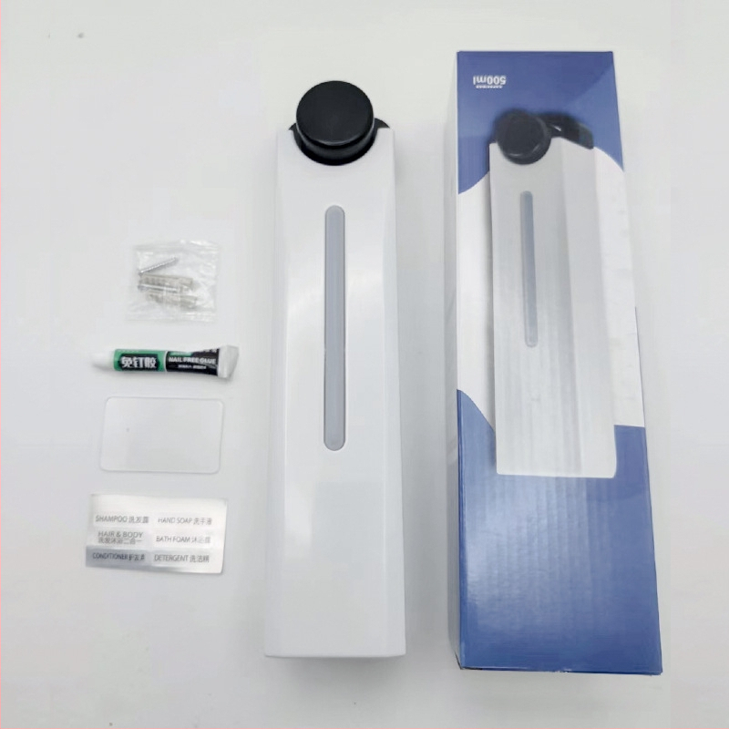 Дозатор за сапун за баня и кухня за стенен монтаж без пирони, стенен дозатор за сапун за ръце, душ гел, шампоан и преса