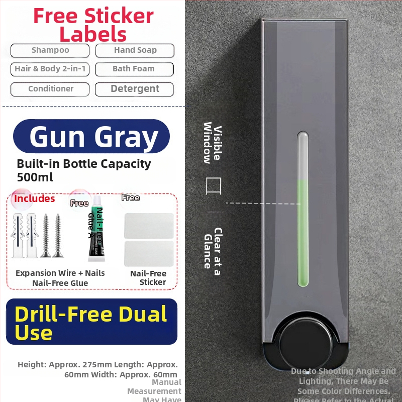 Διανομέας σαπουνιού κουζίνας-μπάνιου χωρίς νύχια, επιτοίχιος διανομέας σαπουνιού χεριών, αφρόλουτρου, σαμπουάν, πρέσας σαπουνιού
