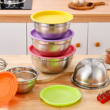 Nerūdijančio plieno salotų dubuo su dangčiu, virtuvės daugiafunkcis kiaušinių plaktuvas, kepimo indas, daugiafunkcis vaisių ir daržovių laikymas