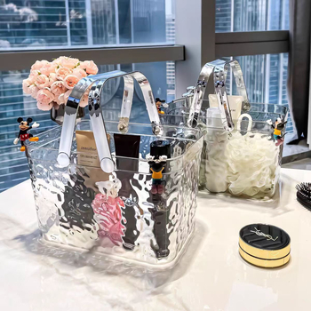 Könnyű, luxus hordozható fürdőkosár WC fürdőszoba átlátszó tárolókosár kollégiumi fürdőház fürdőkellékek tárolókosár fürdő