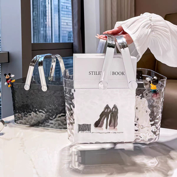 Ελαφρύ πολυτελές φορητό καλάθι μπάνιου Τουαλέτα μπάνιου Διαφανές καλάθι αποθήκευσης κοιτώνα Είδη μπάνιου Καλάθι αποθήκευσης μπάνιου