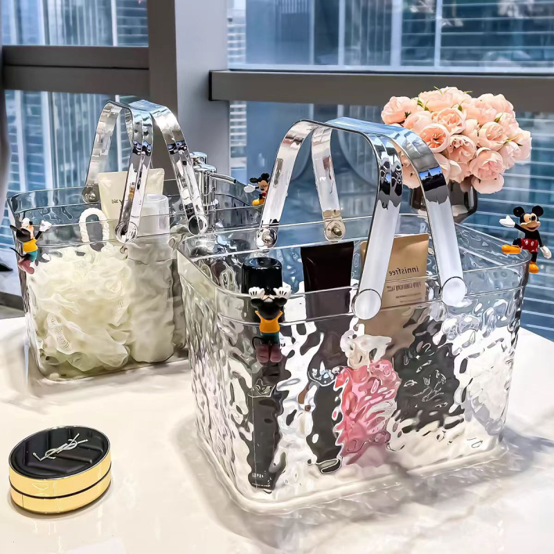 Könnyű, luxus hordozható fürdőkosár WC fürdőszoba átlátszó tárolókosár kollégiumi fürdőház fürdőkellékek tárolókosár fürdő