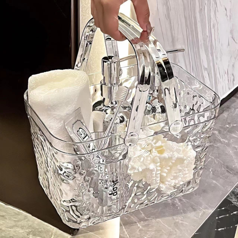 Könnyű, luxus hordozható fürdőkosár WC fürdőszoba átlátszó tárolókosár kollégiumi fürdőház fürdőkellékek tárolókosár fürdő