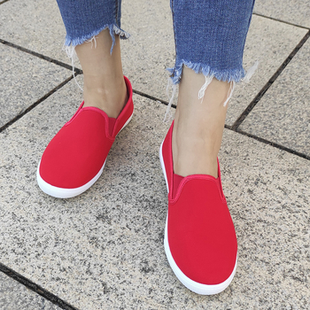 Νέα ανδρικά και γυναικεία λευκά παπούτσια, φλατ παπούτσια από καμβά με τακούνι, γυναικεία παπούτσια, φλατ παπούτσια με κορεάτικη σόλα και slip-on για ζευγάρια.