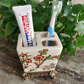 Keraminis dantų šepetėlių laikiklis, amerikietiškas keraminis dantų šepetėlių laikiklis, vonios kambario laikymo lentynėlė, papuošalai